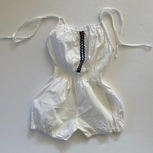 Wovenplay Organic Cotton White Sunsuit Onesie Romper: 6Y